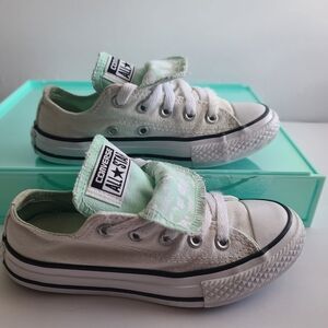 Converse Double Tongue White Mint Girls sz 12 Sneakers